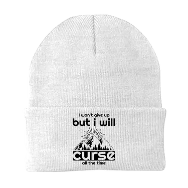 Hiking I Won't Give Up But I Will Curse Embroidered Beanie